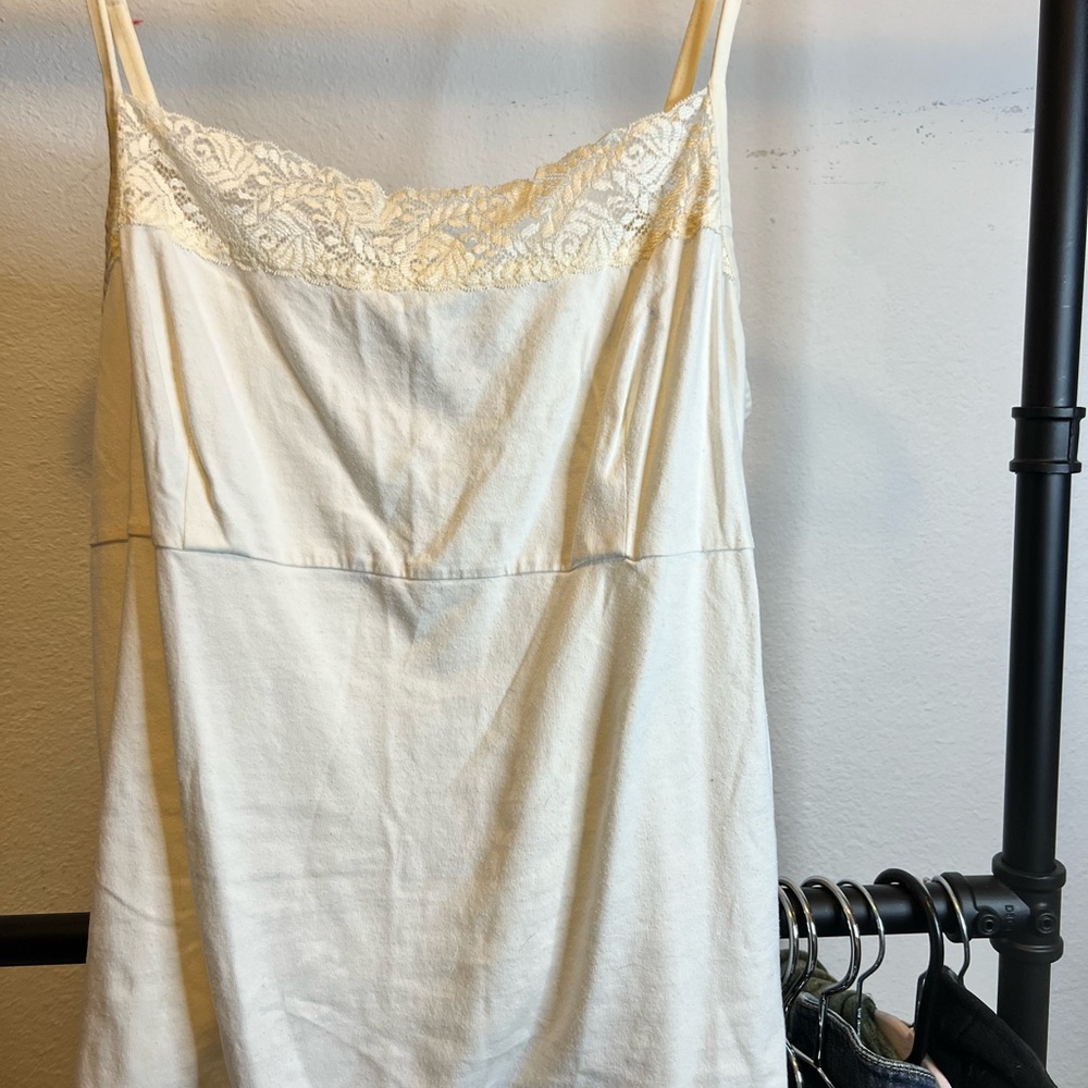 Lane Bryant Cream Tank Top with Lace Detailing